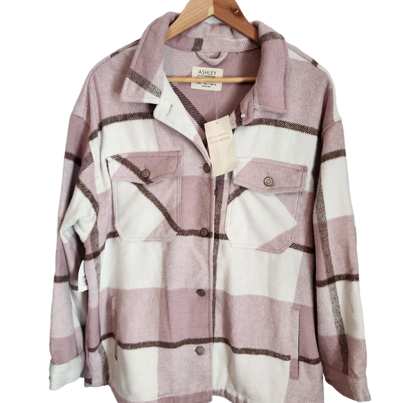 NEW Buckle Ashley by 26 International Mauve Plaid Shacket Jacket - Picture 10 of 14